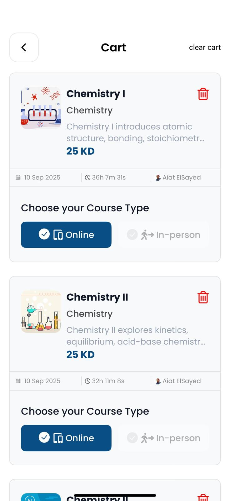Bright Future app — cart